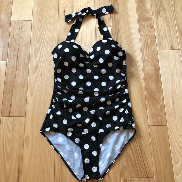 COCOSHIP Other - Cocoship Polka Dot Ruched Underwire One Piece Swimsuit NEW